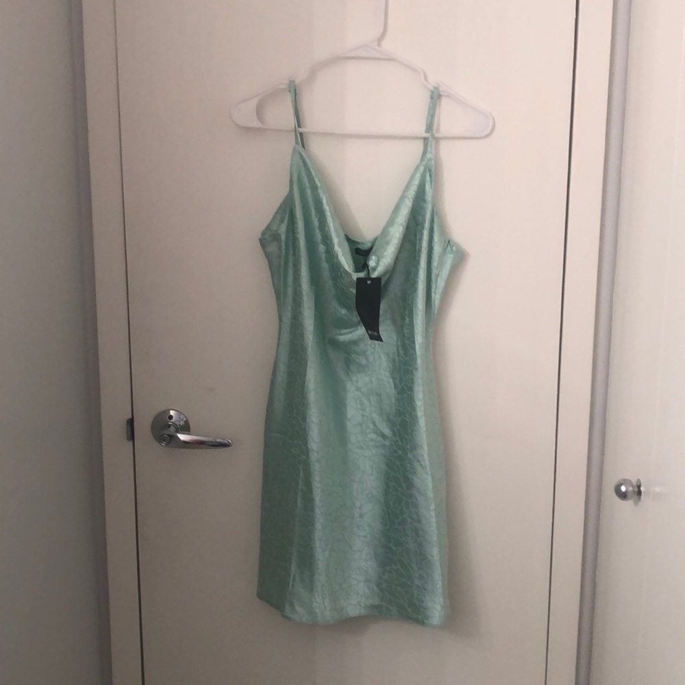 Never worn Satin Nasty Gal mini dress in mint